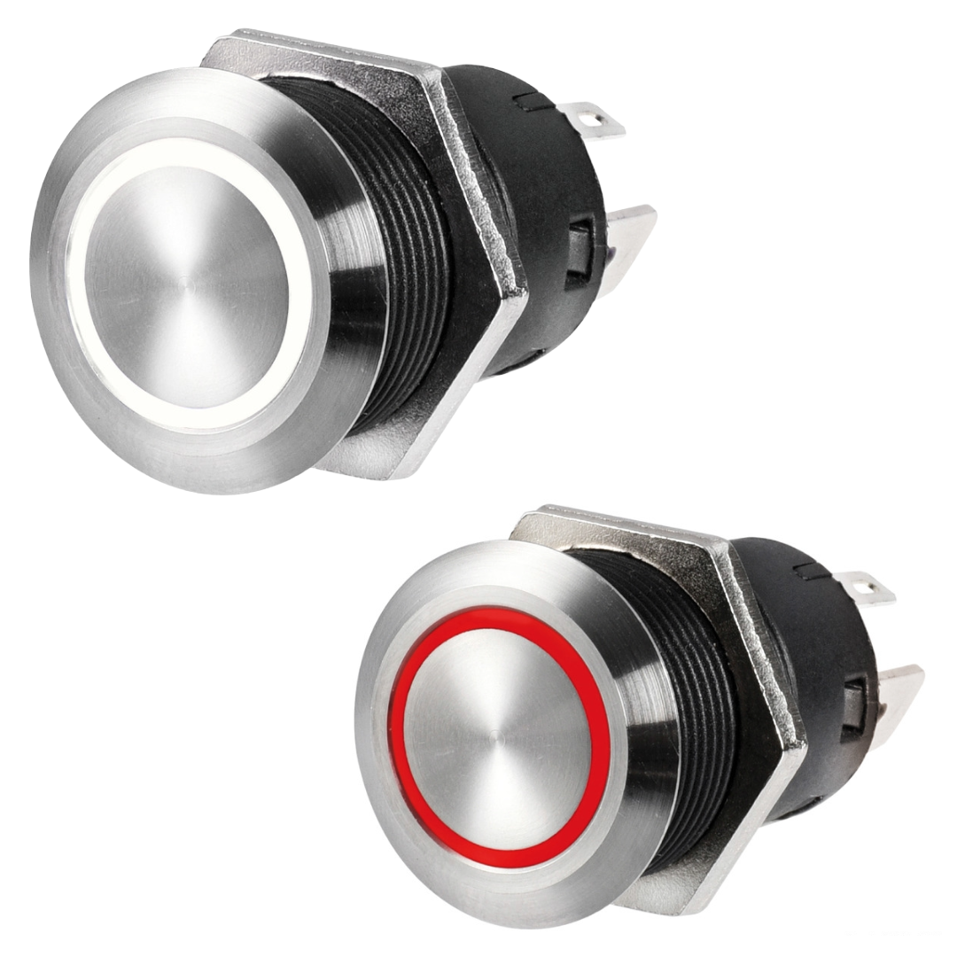 Interruttore nautico osculati inox AISI 316 IP67 con corona LED – 20A