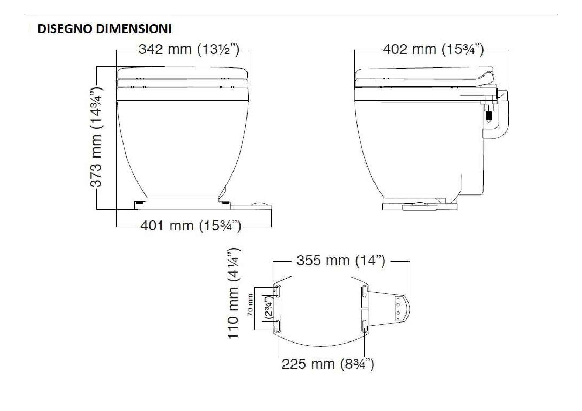 WC elettrico Jabsco Lite flush 12V con pannello