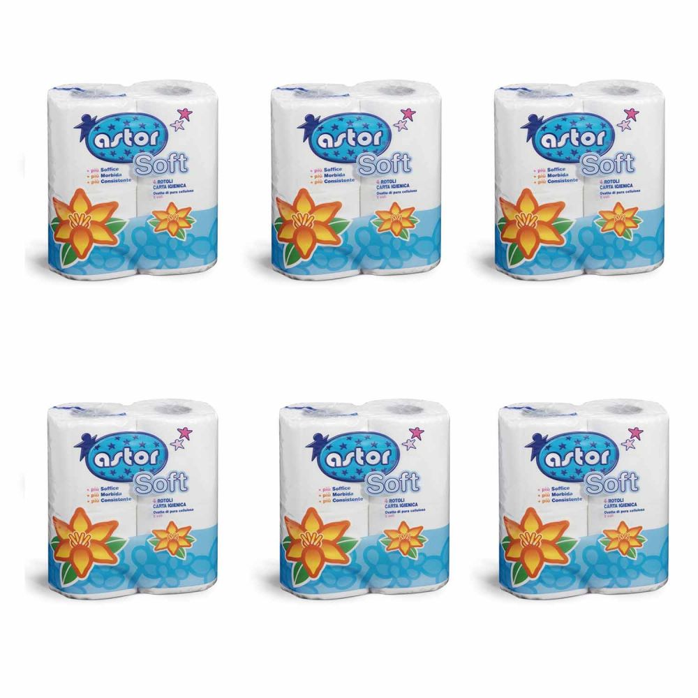 Kit risparmio 6 pezzi carta igienica 2 veli biodegradabile