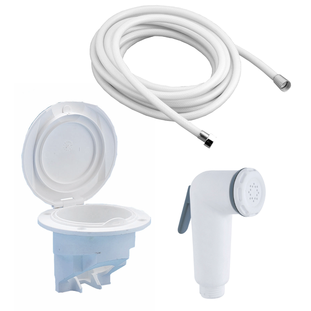 Kit contenitore doccetta con tubo 4 metri bianco