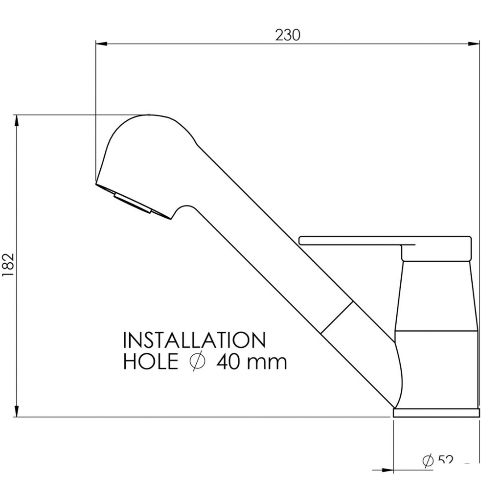 Rubinetto con tubo 1,5 mt doccia estraibile