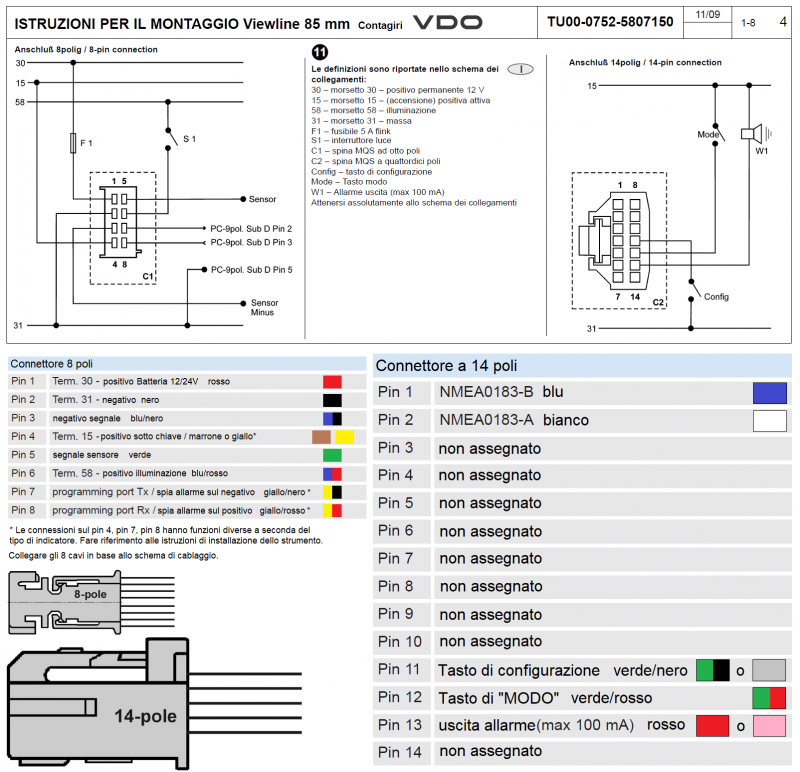 Contagiri/contaore VDO serie "black view" Ø 85 mm (Premium)