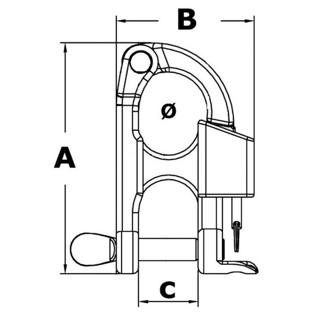 Moschettone da sci nautico a sgancio rapido