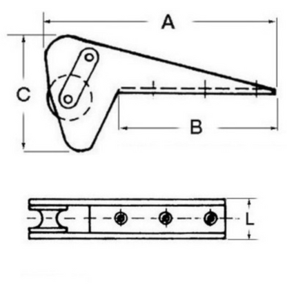 Self-locking bow roller for 10 kg anchors