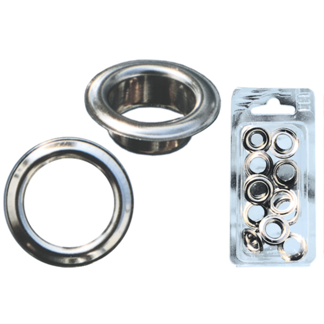 Nickel-plated brass eyelets Ø 15 mm (10 pcs)