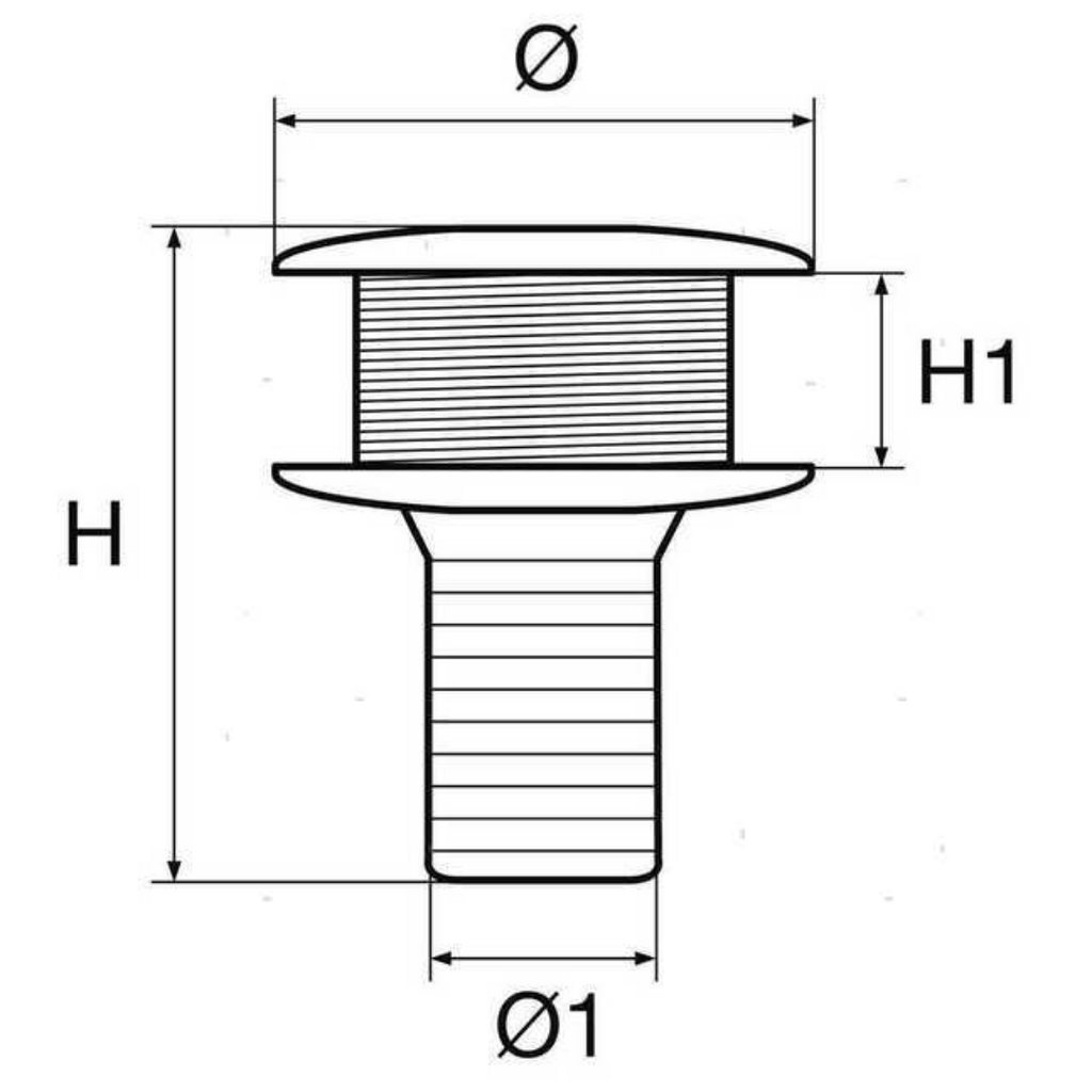 Ombrinale di scarico inox 1/2" portagomma 18 mm