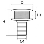 Ombrinale di scarico inox 1/2" portagomma 18 mm