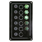 Pannello elettrico 5 interruttori luminosi a leva con presa 12/24 Volts