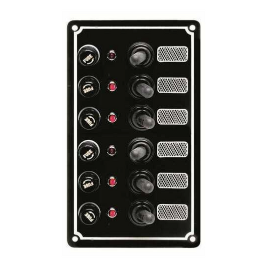 Pannello elettrico 6 interruttori e fusibili riarmabili