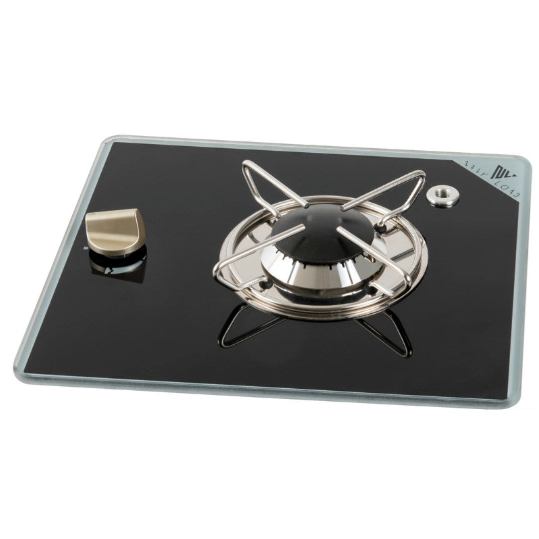 Single-burner gas hob in crystal glass