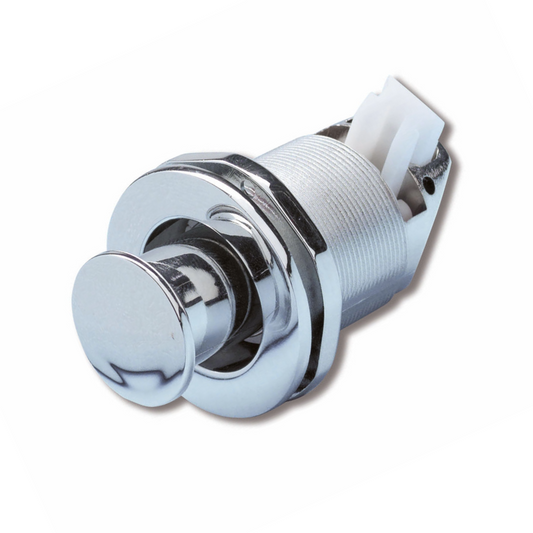 Chiusura pomello a spinta cromato per portelli