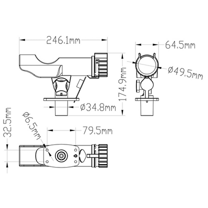 Portacanna orientabile ad incasso da scalmo bianco