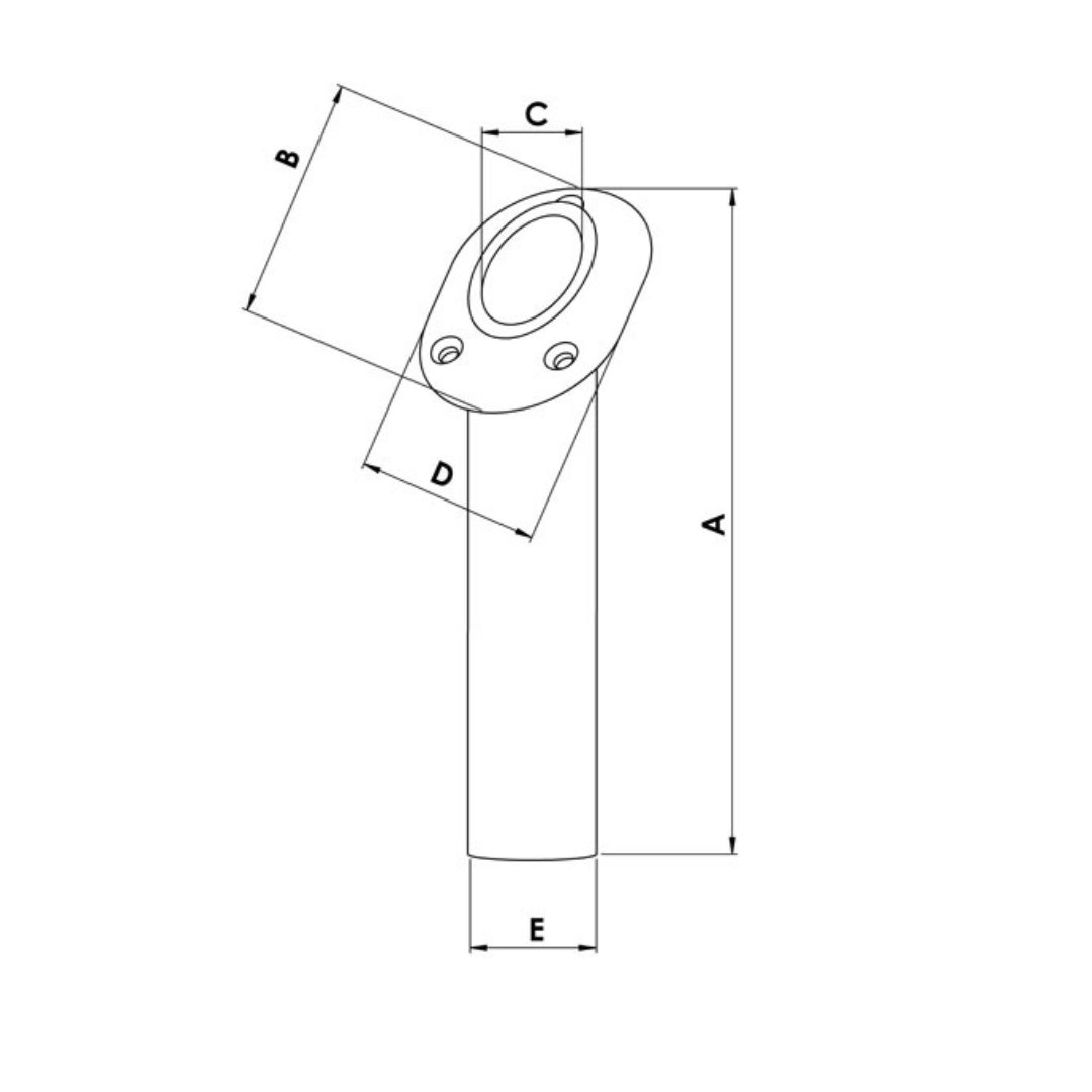 Stainless steel 45° flush-mount rod holder bushing with white cap