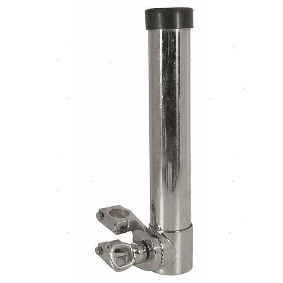 Portacanne inox con morsetto per tubi ø 22<>30 mm