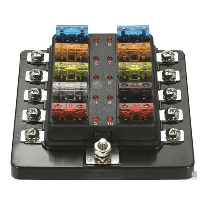 Scatola portafusibili a lama 10 posti terminale a vite impermeabile LED