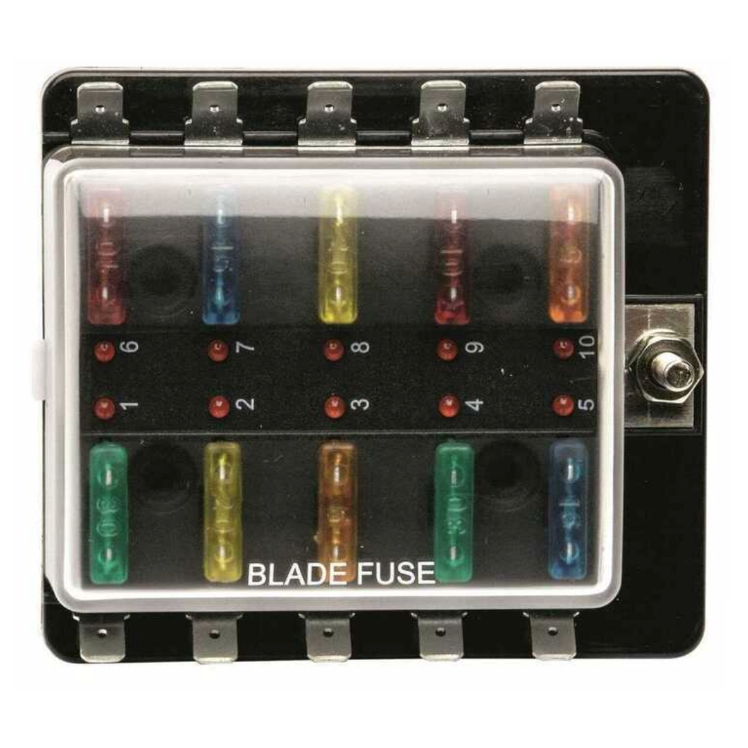 Scatola portafusibili a lama 10 posti impermeabile LED