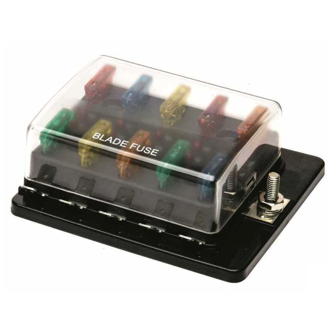 Scatola portafusibili a lama 10 posti impermeabile LED