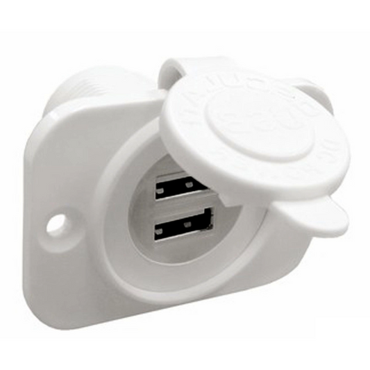 Presa doppia USB 12/24 Volts impermeabile bianca