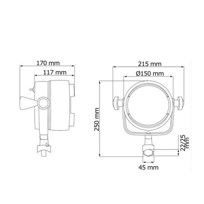Proiettore stagno 12V 100W con attacco da pulpito