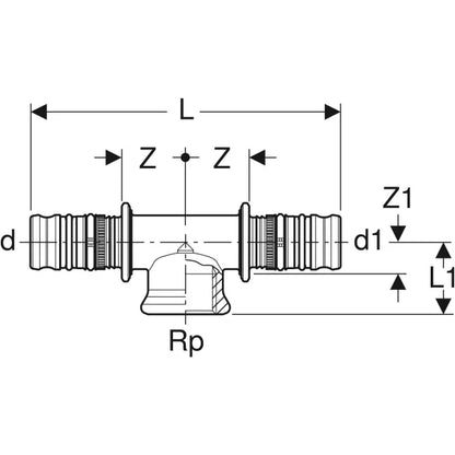 Raccordo a T Mepla multistrato in ottone filetto femmina tubo