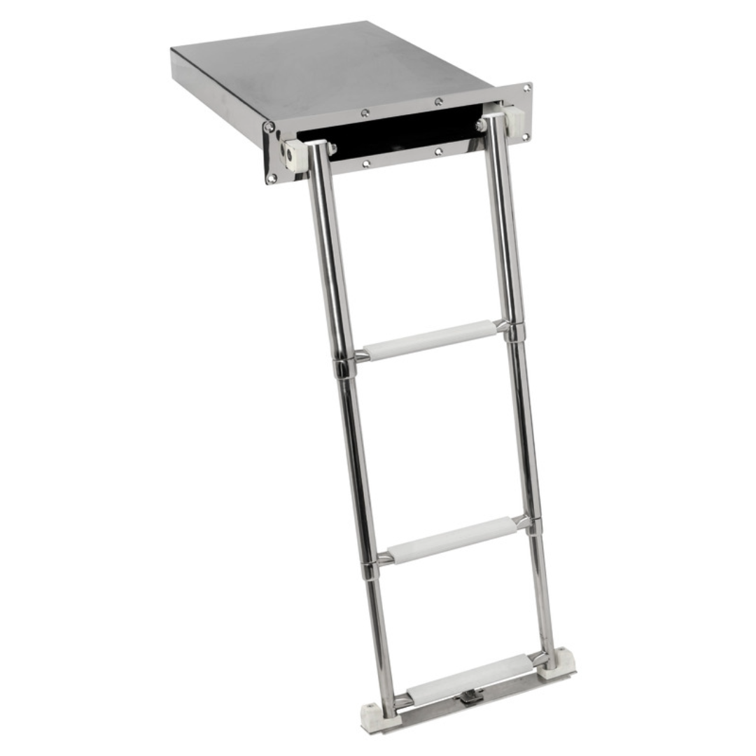 Built-in ladder with retractable box in stainless steel 3/4 steps