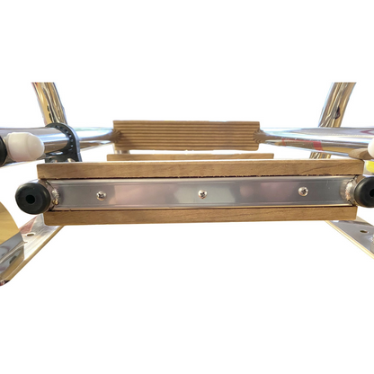 Scaletta inox con maniglioni 3 gradini legno