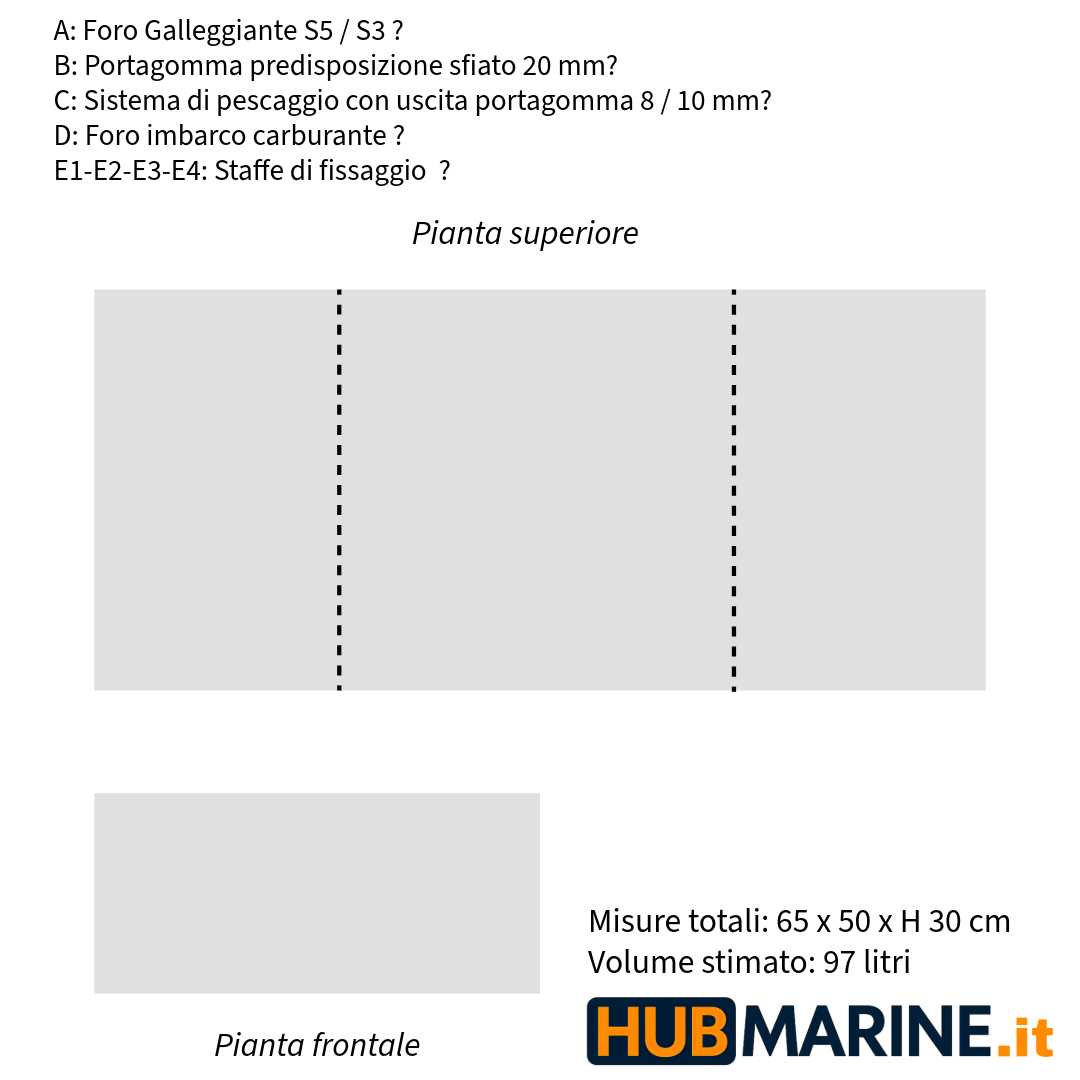 Serbatoio nautico Certificato CE in acciaio inox 97 litri