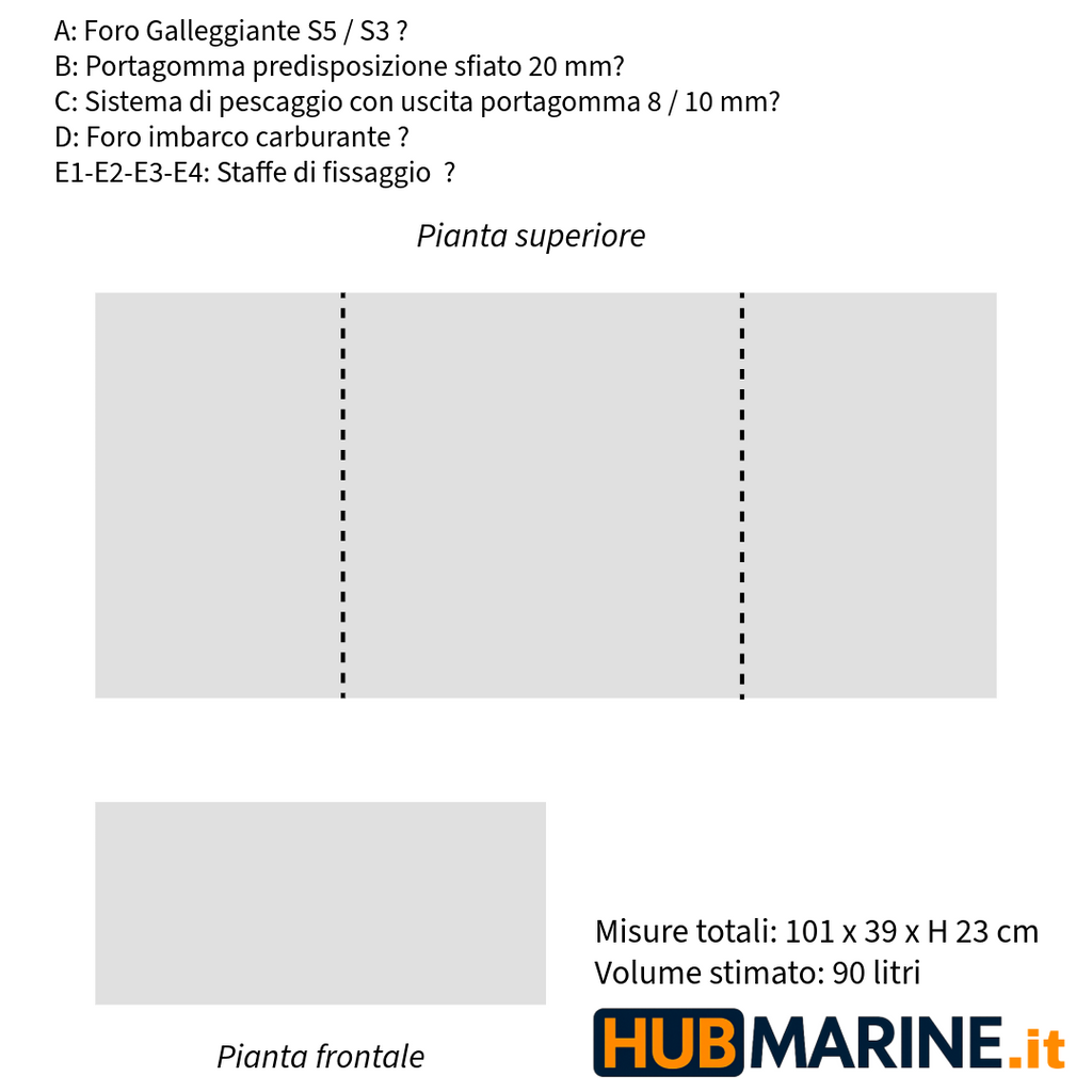 Serbatoio nautico Certificato CE in acciaio inox 90 litri