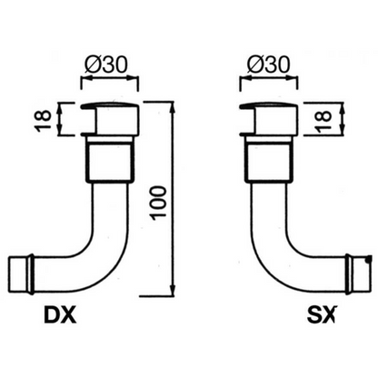 RINA 90° fuel vents in chromed brass with Ø 16 mm hose connection