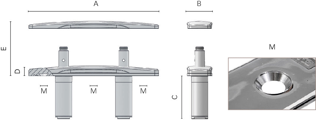 Bitta a scomparsa FS 350 mm