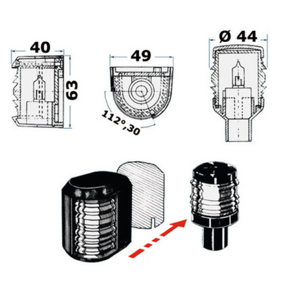 Fanale DX rosso "Utility compact" scocca bianca