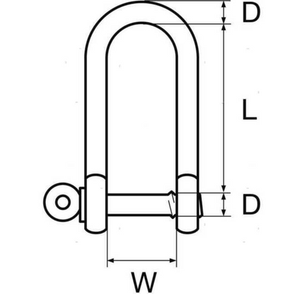 Long stainless steel shackle