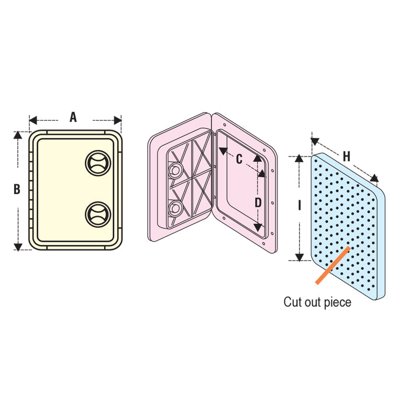 Industrial access door 250x598 mm 