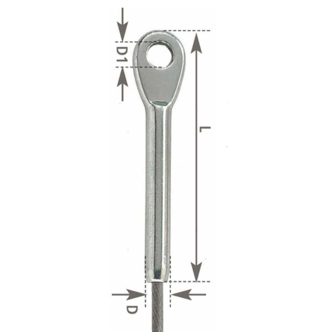 Terminale a Pressare ad Occhio per Cavo in Acciaio Inox 316