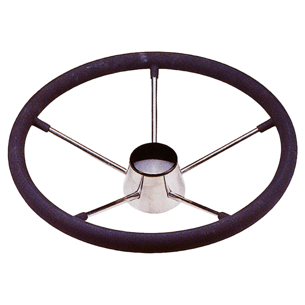 Volante ruota timone nero in acciaio inox Ø 40 cm