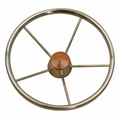 Volante inox a 5 razze Ø 35 con tappo in legno